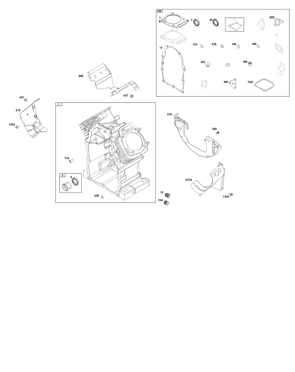 Cylinder Group Diagram and Parts List for 386447-0435-B5 200000 - 399999 Briggs and Stratton Engine